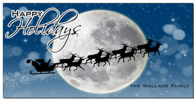 Christmas Holiday Santa and Sleigh Traveling Across the Moon Cards  8